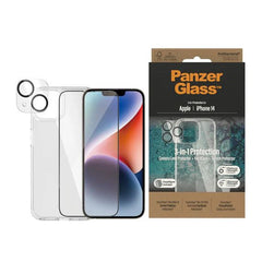 PanzerGlass iPhone 14 3-in-1 Protection Bundle with Ultra-Wide Screen Protector, Hard Case & PicturePerfect Camera Lens Protector