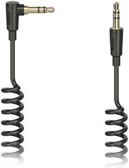 Hama 205114 Flexi-Slim Spiral Cable, 3.5 mm 90° Jack, Optimum Kink Protection, Gold-Plated Plug, Stereo, 1.5m Cable Length, Black | 4047443438669