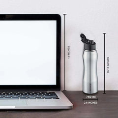 Borosil Grip N Sip Stainless Steel Single Wall Water Bottle, Leak Proof Lightweight Sipper Bottle for Office Travel Gym & Outdoor Use
