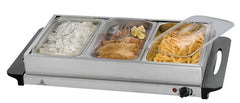 3-Section Electric Buffet Server & Warming Tray with Adjustable Thermostat - 300W