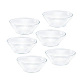 Borosil Venus Glass Katori Set of 6 – 170 ml | Scratch Resistant Microwave Safe Multipurpose Serving Bowls with Elegant Flared Design
