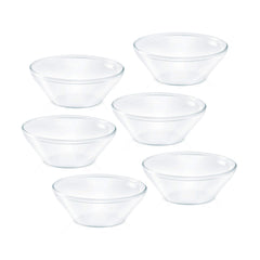 Borosil Venus Glass Katori Set of 6 – 170 ml | Scratch Resistant Microwave Safe Multipurpose Serving Bowls with Elegant Flared Design
