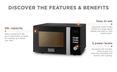 Black+Decker 28L Microwave Grill , 900W, Electric, Black - MZ2810-B5