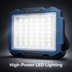 Rechargeable Portable LED Work Light with White & Yellow Lighting, 6–8 Hours Runtime, 4-Level Power Display, USB Power Bank, Type-C Charging, Adjustable Stand & Carry Handle