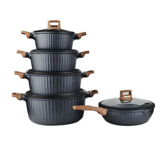 OSFE Granite Cookware Set 12 Pcs (32, 28, 24, 20 cm Casserole, 28 cm Pan, 2 Pcs Silicone Kitchen Tools)