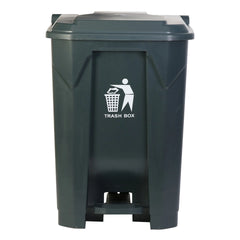 80L Large Capacity Plastic Pedal Trash Bin with Hands-Free Foot Operation & Hinged Lid for Indoor & Outdoor Use