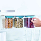 3-Piece 900ml Under-Shelf Food Storage Container Set with Hanging Rail, Airtight Lids, Easy-Pour Corners & Tool-Free Installation "