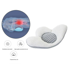 Ergonomic Lumbar Support Pillow & Adjustable Waist Cushion with Removable Height Pad, Breathable 3D Mesh, Buckwheat Hull Support Core & Polyester Fiber Filling for Side & Back Sleeping