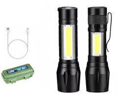 Ultra-Bright USB Rechargeable Mini LED Flashlight with Telescopic Zoom & Waterproof Aluminum Alloy Body - Open Box / New Product