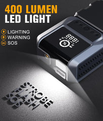 Portable 4-in-1 Car Jump Starter & Air Compressor with Emergency Flashlight & Power Bank - 150PSI Pressure