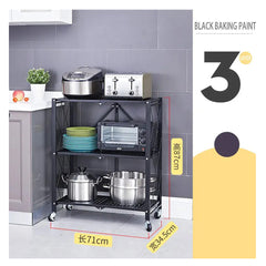 Multi Layer Foldable Metal Storage Rack Organizer with Wheels