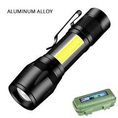 Ultra-Bright USB Rechargeable Mini LED Flashlight with Telescopic Zoom & Waterproof Aluminum Alloy Body - Open Box / New Product