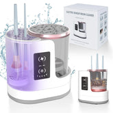 3-in-1 Automatic Electric Makeup Brush Cleaner & Dryer with 6W Motor, 850 RPM Rotational Speed, LCD Touch Control, 5-Minute Cleaning Timer, 2H/5H Air Drying, USB Powered & Dustproof Brush Storage