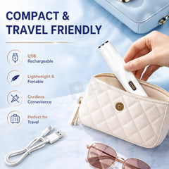 3-in-1 USB Rechargeable Electric Facial Hair Remover & Eyebrow Trimmer for Women with 3 Interchangeable Heads, Nose & Bikini Trimmer, Rounded Safety Blades, Gentle Hair Removal & Cordless Portable Design