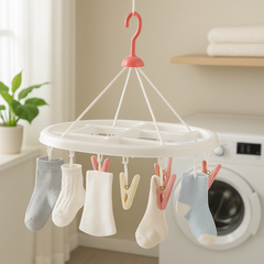 Multipurpose Clothes Hanger & Dryer with 18 Clips for Small Garments