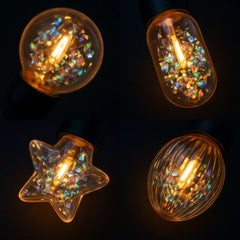 Solar & USB Powered 5M Outdoor String Lights with 10 Mixed-Shape LED Bulbs, 1W Each, 2700K Warm Glow, 6 Lighting Modes, IP64 Weather-Resistant Decorative Garden & Home Lighting