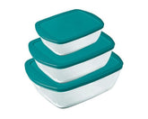 Pyrex Set of 3 PCS Roasters with Lid ( 2.5 + 1.1 + 0.4 Liters) Cook & Store