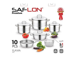 Saflon Stainless Steel Premium Cookware Set 10 Pieces