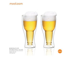 MOOLOOM Handmade Double Wall Glass Tumbler 370 ML -2 Cups
