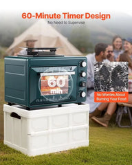 2-in-1 Portable Outdoor Butane Gas Oven & Stove – Stainless Steel Camping Cooker with Dual Gas Can - 25L Capacity & 2.1KW Power