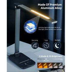مصباح مكتبي Litom مصباح طاولة LED قابل للتعديل تحكم باللمس تصميم موفر للطاقة - GEHM631AHUK