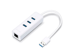 USB 3.0 3-Port Hub & Gigabit Ethernet Adapter 2 in 1 USB Adapter