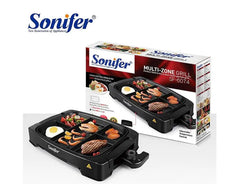 Sonifer Electric Multi Portion Grill with Adjustable Temperature, Non-Stick Coating & Detachable Thermostat - 1500W