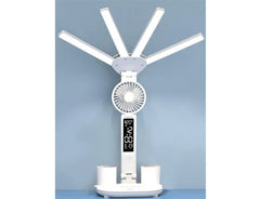 Smart Adjustable LED Desk Lamp with Fan, Touch Control, Time Date & Temperature Display
