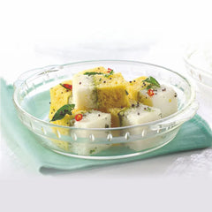 Borosil Eat-Off-Me 20 cm Microwavable Borosilicate Glass Plate Scratch Resistant Heat Safe Serving and Eating Plate