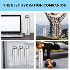 Stainless Steel Water Bottle - 1 Litre with Screw Top Lid, Leak-Proof, Odour-Free, Travel-Friendly Bottle for School, Office, Gym, Cycling, Hiking, Camping and Outdoor Sports