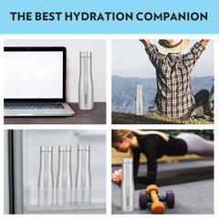 Stainless Steel Water Bottle - 1 Litre with Screw Top Lid, Leak-Proof and Odour-Free Design, Compact Travel-Friendly Bottle for School, Office, Cycling, Hiking, Camping and Outdoor Sports