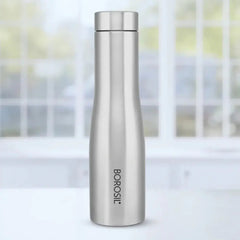 Stainless Steel Water Bottle - 1 Litre with Screw Top Lid, Leak-Proof and Odour-Free Design, Compact Travel-Friendly Bottle for School, Office, Cycling, Hiking, Camping and Outdoor Sports