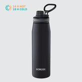 Borosil Hydra Stainless Steel Insulated Bottle 900ml with Double Wall Vacuum Copper Coating, Screwtop Sipper, 14 Hours Hot & 18 Hours Cold Retention, BPA-Free Leak-Proof Travel Water Bottle