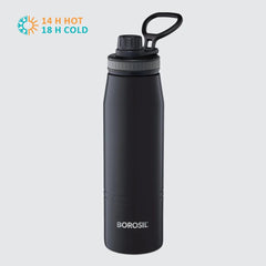 Borosil Hydra Stainless Steel Insulated Water Bottle 600ml with Double Wall Vacuum, Copper Coating, Leak-Proof Screwtop Sipper, 14 Hours Hot & 18 Hours Cold Retention, BPA-Free Travel Bottle