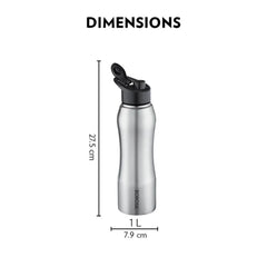 Borosil Grip N Sip Stainless Steel Single Wall Water Bottle, Leak Proof Lightweight Sipper Bottle for Office Travel Gym & Outdoor Use