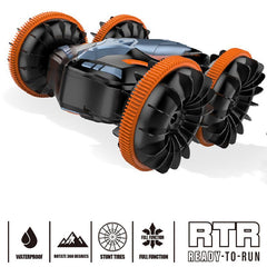 2.4 GHZ 4WD Remote Controlled Waterproof Amphibious Car for Kids - All Terrain RC Stunt Car