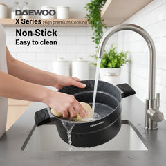 Daewoo Granite Casserole with Lid - 28 cm - Black