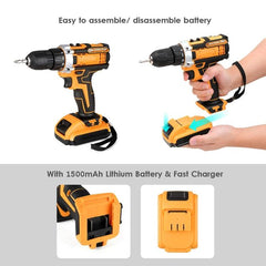Cordless Impact Drill Driver Kit with 25+3 Torque Settings, 2-Speed Control, 10mm Keyless Chuck, Forward & Reverse, LED Work Light & Complete Accessories