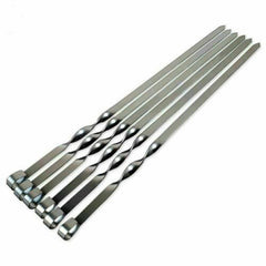 60 cm Long Stainless Steel Barbeque Kebab Skewers - Set of 6