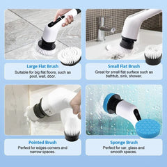 9-in-1 Multifunctional Electric Cleaning Brush Scrubber with Interchangeable Heads & Telescopic Handle