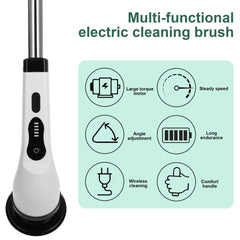9-in-1 Multifunctional Electric Cleaning Brush Scrubber with Interchangeable Heads & Telescopic Handle