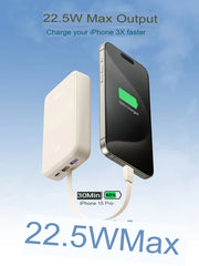 UGREEN 20000mAh PB 22.5W with Built-in Cable35340 - White