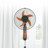 16-Inch DC 12V Stand Fan with Five Blades, Three Speeds, Oscillation, Telescopic Adjustable Height & Battery Clip Cable