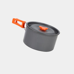 3 Piece Aluminum Camping Cookware Set with Cooking Pot, Frying Pan, Teapot, Mesh Storage Bag and Outdoor Cooking Accessories