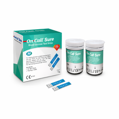 On Call Sure Digital Blood Glucose Meter and 100 Test Strips Combo Pack - ISO Certified for Home Blood Sugar Testing