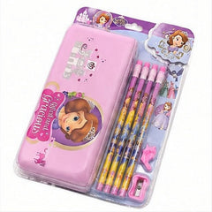 Sofia the First Princess Pencil Stationery Set with Pencil Box, 4 Pencils, Pencil Grip & Sharpener for Kids - 7 PCS