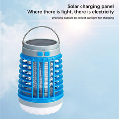 3-in-1 Solar Sensor Mosquito Killer Lantern with 360° UV Purple Light, 800V High-Voltage Electric Grid, White LED Light, Flashlight & USB Charging