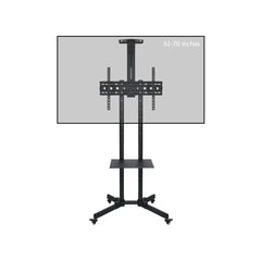 Premium Mobile TV Stand Trolley for 32-70 Inch TVs with Height Adjustment, ±15° Tilt, 90° Portrait & Landscape Rotation, Media Shelf, Cable Management & Lockable Wheels
