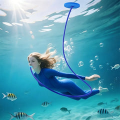 2 M Silicone Swimming Breather Training Tube with Floating EVA Air Intake Disc, Ergonomic Food-Grade Silicone Mouthpiece & High-Airflow Valve for Underwater Swimming Practice