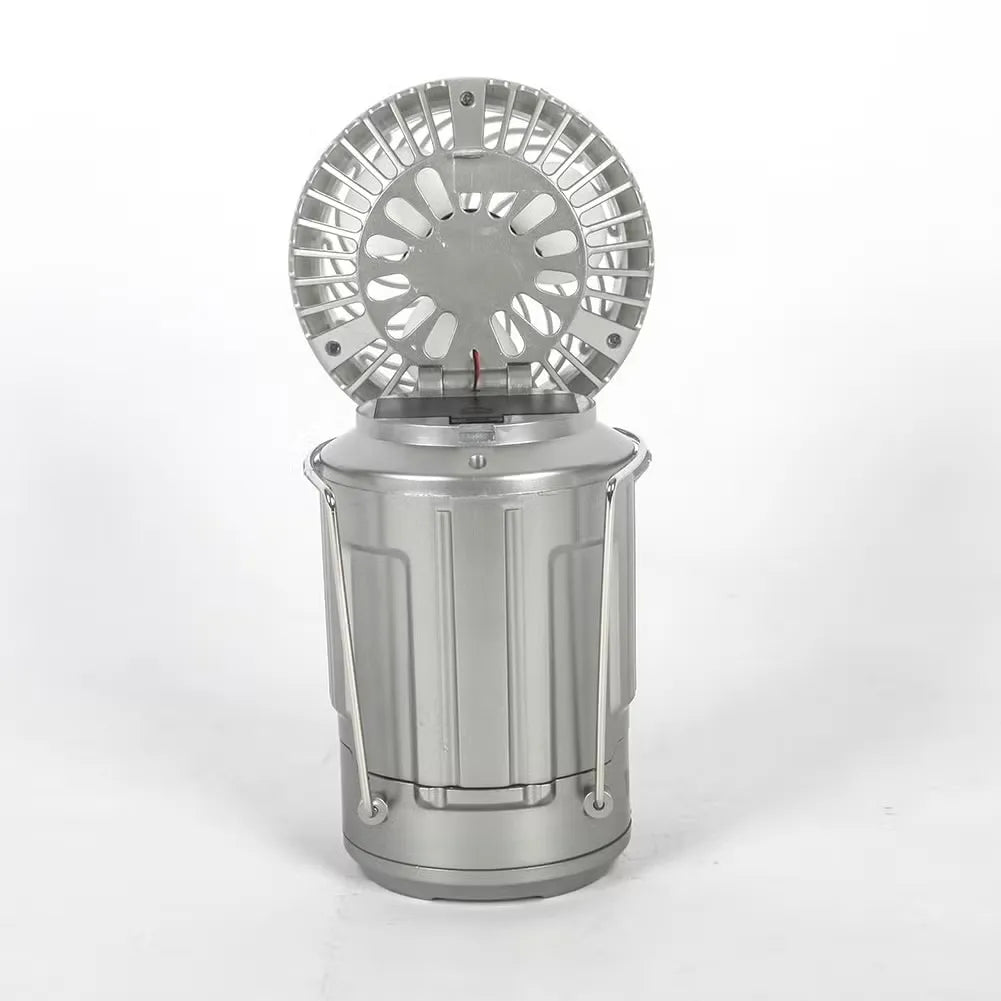 6-in-1 Portable Solar LED Camping Lantern & 90° Adjustable Fan with Type-C Charging, USB Power Bank & 3 AAA Battery Backup